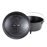 Yellowstone™ 12 Inch / 8 Quart Seasoned Cast Iron Deep Camp Dutch Oven SKU: L12DCOYW