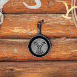 Yellowstone™ 5 Inch Seasoned Cast Iron “Power Y” Mini Skillet  SKU: L5MSYW