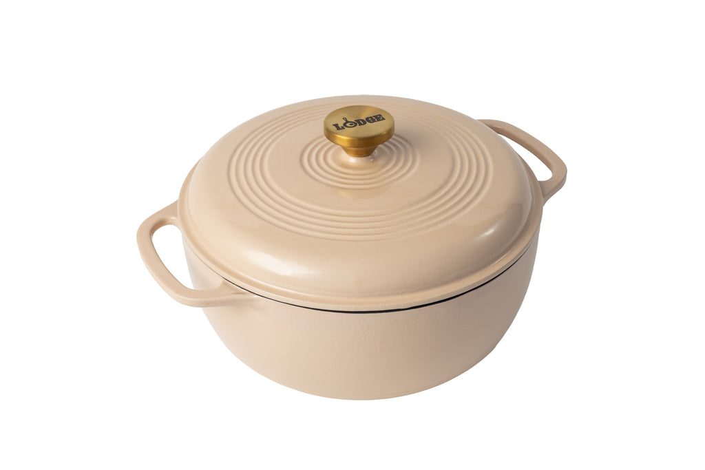 6 Quart Enamel DO, Latte, Gold Knob